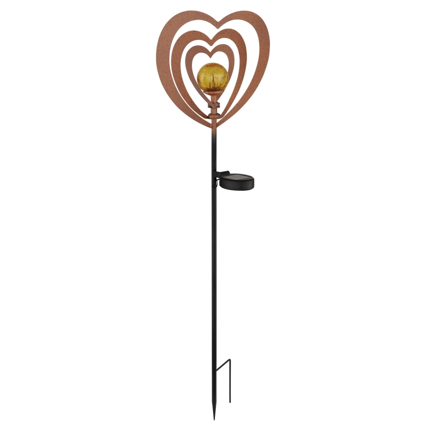 Globo - Lampe solaire LED/3V IP44 300 mAh, cœur rouillé