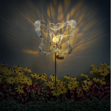 Globo - luminaire solaire LED/3V IP44 300 mAh papillon argenté