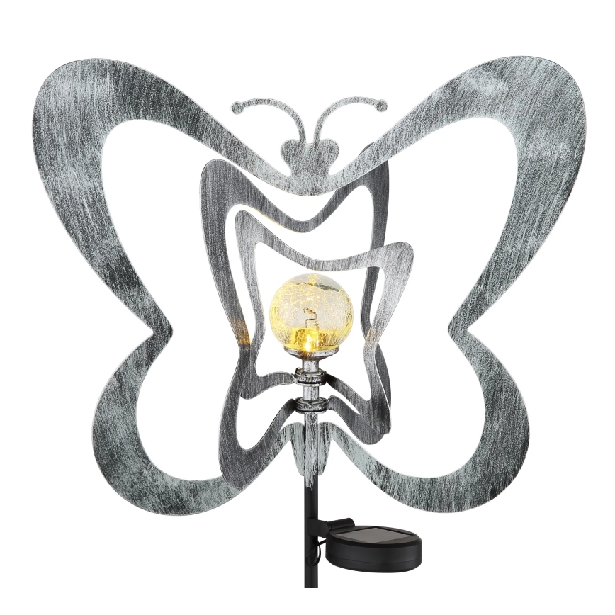 Globo - luminaire solaire LED/3V IP44 300 mAh papillon argenté