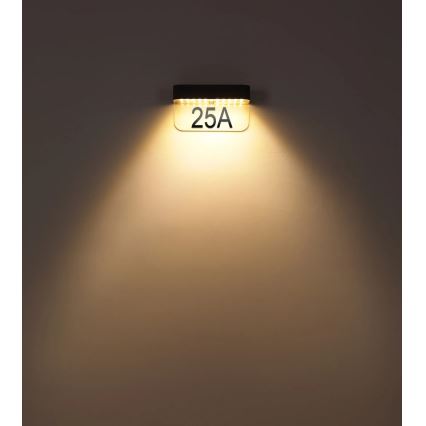 Globo - Numéro de maison solaire à LED, 6 W, 3,7 V, IP54, 1800 mAh
