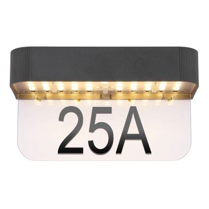 Globo - Numéro de maison solaire à LED, 6 W, 3,7 V, IP54, 1800 mAh