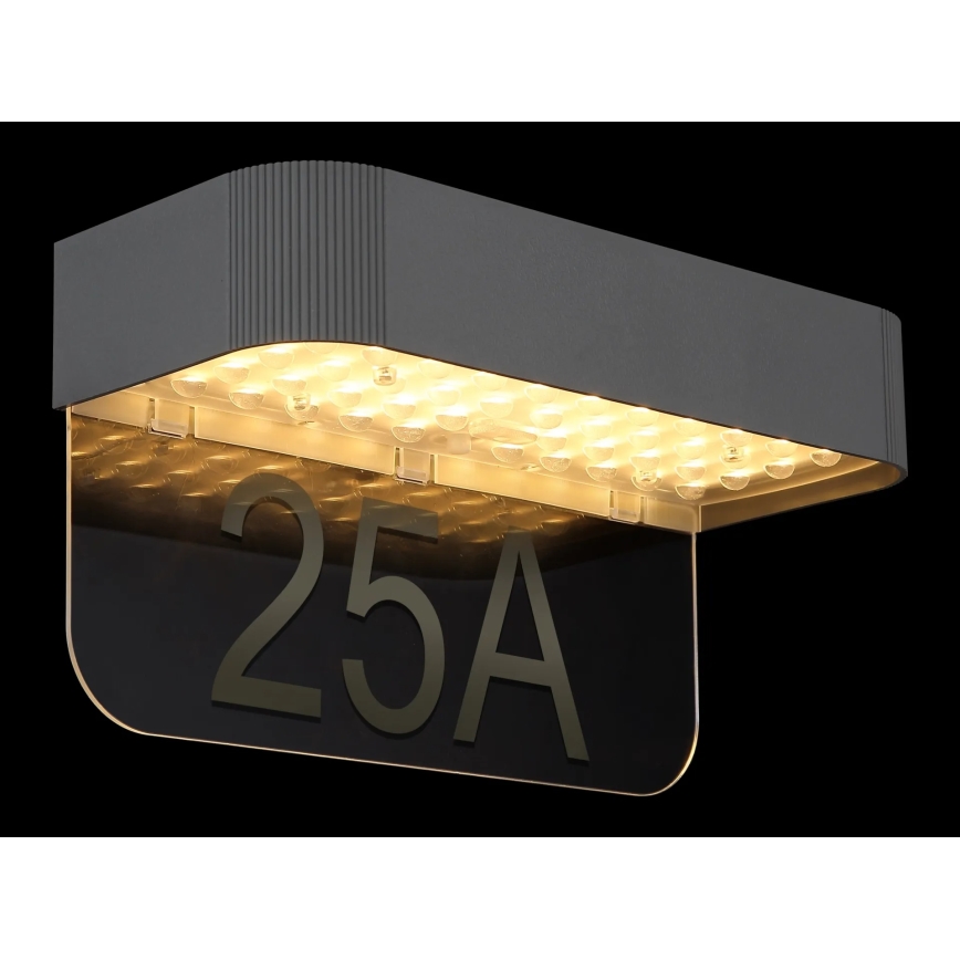 Globo - Numéro de maison solaire à LED, 6 W, 3,7 V, IP54, 1800 mAh