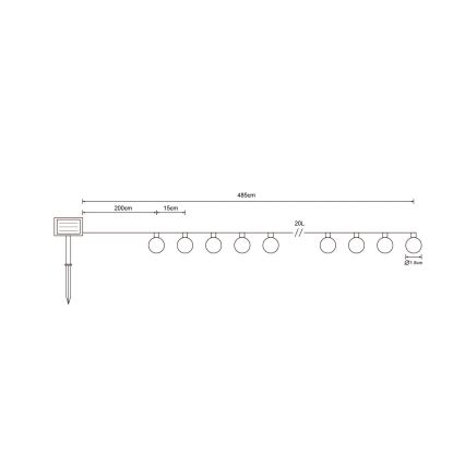 Globo - Guirlande solaire 20xLED/0,06W/3,2V 285 cm IP44