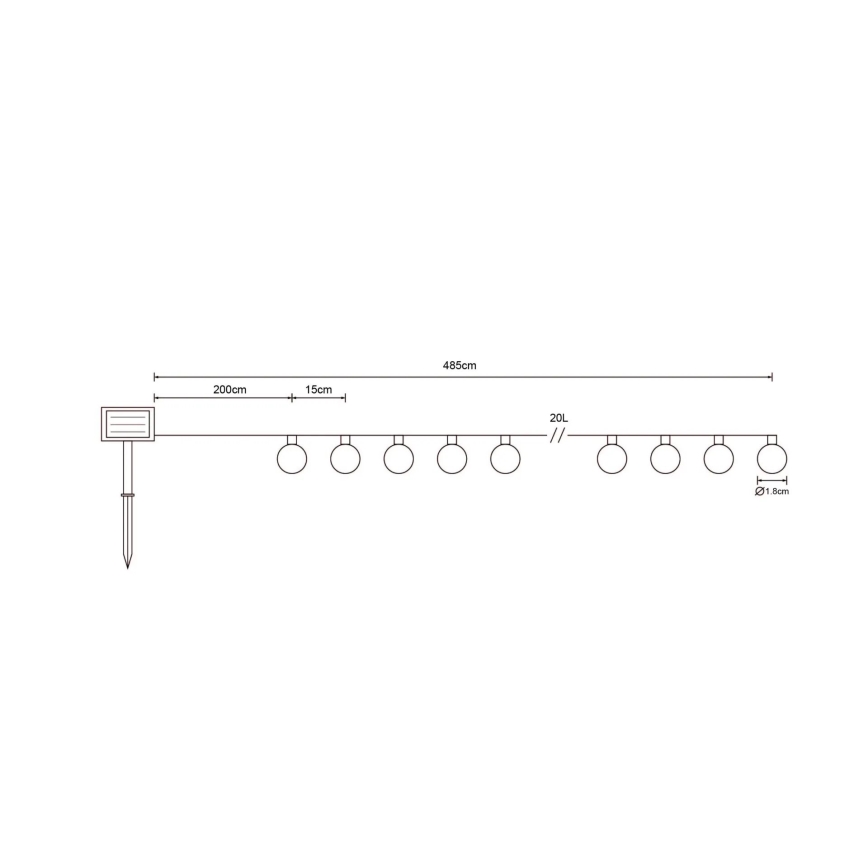 Globo - Guirlande solaire 20xLED/0,06W/3,2V 285 cm IP44