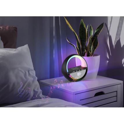 Globo - Lampe de table rechargeable LED RGB tactile avec haut-parleur et charge sans fil Qi LED/3,5W/5V 1800 mAh