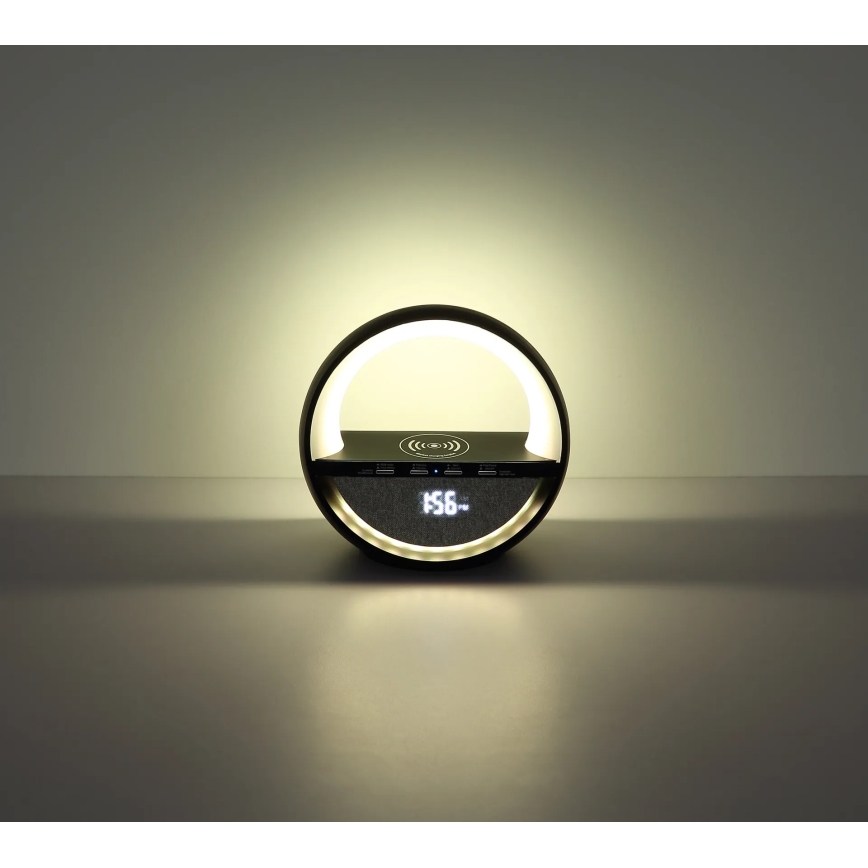 Globo - Lampe de table rechargeable LED RGB tactile avec haut-parleur et charge sans fil Qi LED/3,5W/5V 1800 mAh