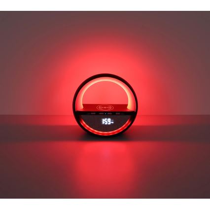 Globo - Lampe de table rechargeable LED RGB tactile avec haut-parleur et charge sans fil Qi LED/3,5W/5V 1800 mAh