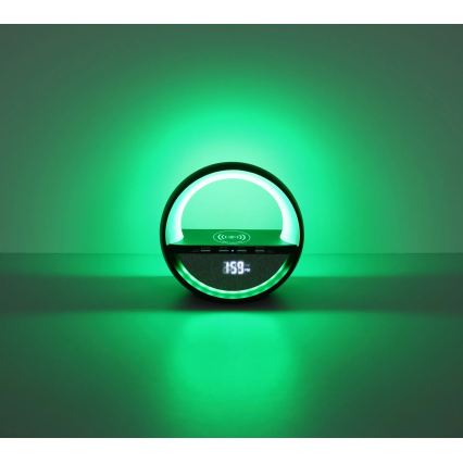 Globo - Lampe de table rechargeable LED RGB tactile avec haut-parleur et charge sans fil Qi LED/3,5W/5V 1800 mAh