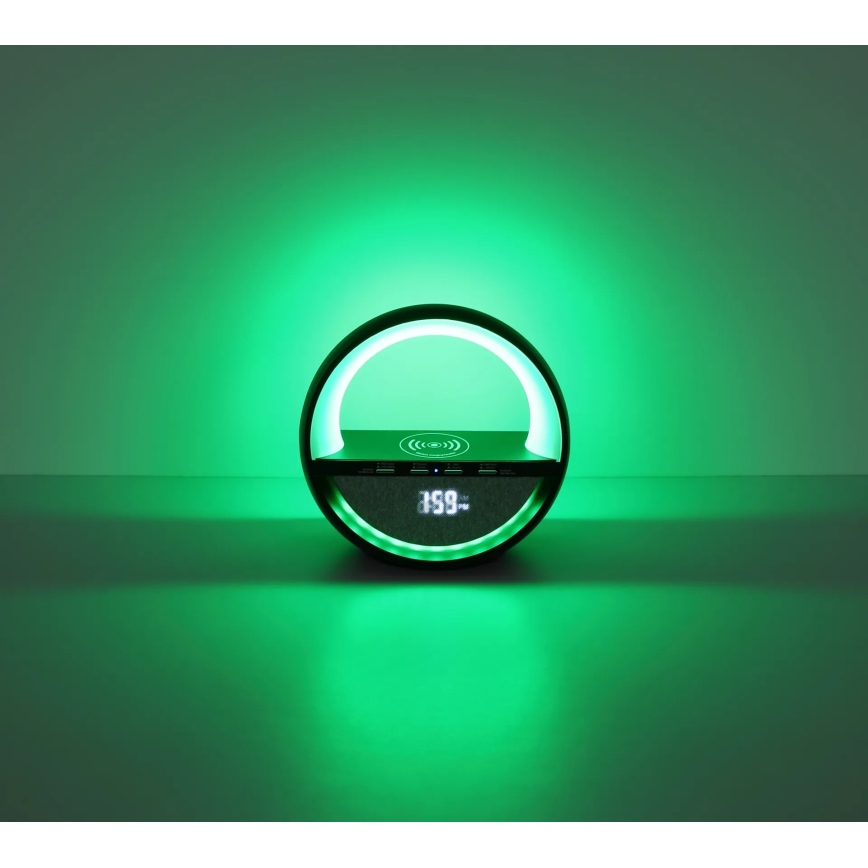 Globo - Lampe de table rechargeable LED RGB tactile avec haut-parleur et charge sans fil Qi LED/3,5W/5V 1800 mAh
