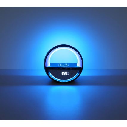 Globo - Lampe de table rechargeable LED RGB tactile avec haut-parleur et charge sans fil Qi LED/3,5W/5V 1800 mAh