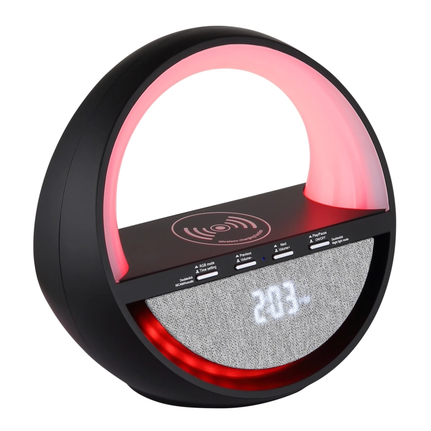 Globo - Lampe de table rechargeable LED RGB tactile avec haut-parleur et charge sans fil Qi LED/3,5W/5V 1800 mAh
