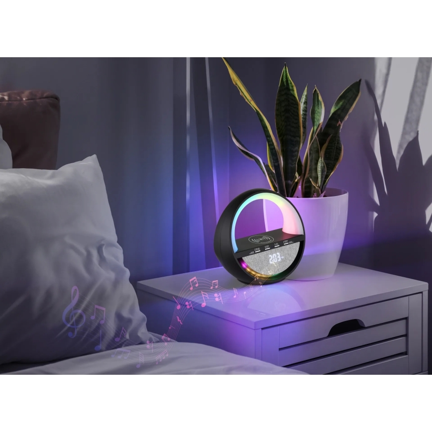Globo - Lampe de table tactile rechargeable LED RGBW avec haut-parleur et recharge sans fil QI LED/3,5W/5V 1800 mAh