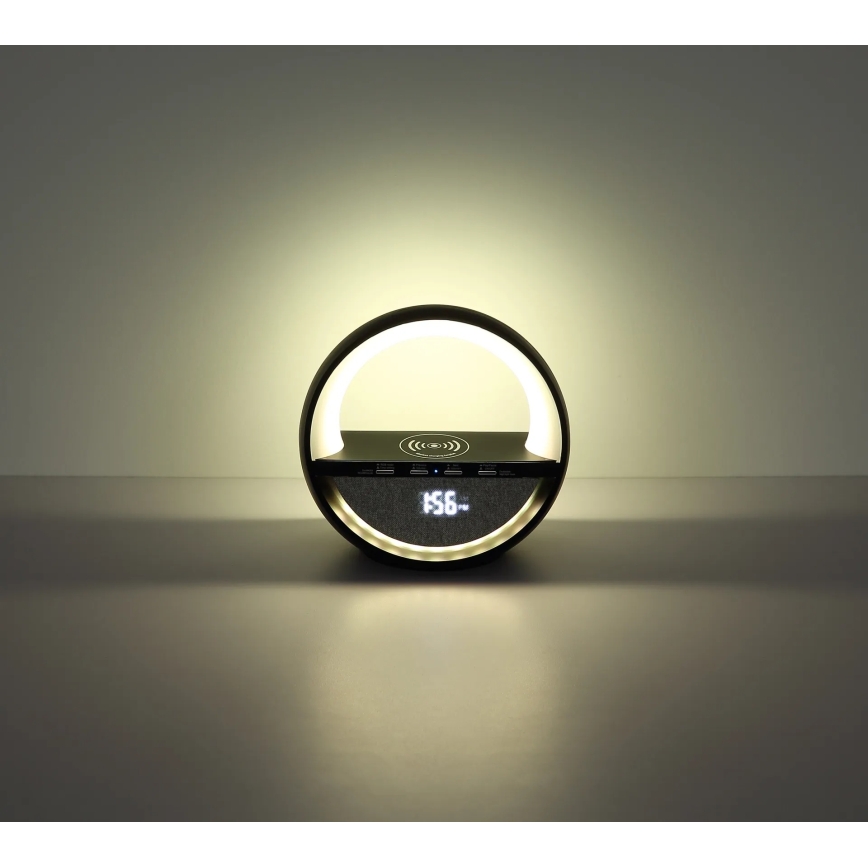 Globo - Lampe de table tactile rechargeable LED RGBW avec haut-parleur et recharge sans fil QI LED/3,5W/5V 1800 mAh