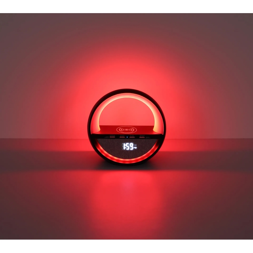 Globo - Lampe de table tactile rechargeable LED RGBW avec haut-parleur et recharge sans fil QI LED/3,5W/5V 1800 mAh