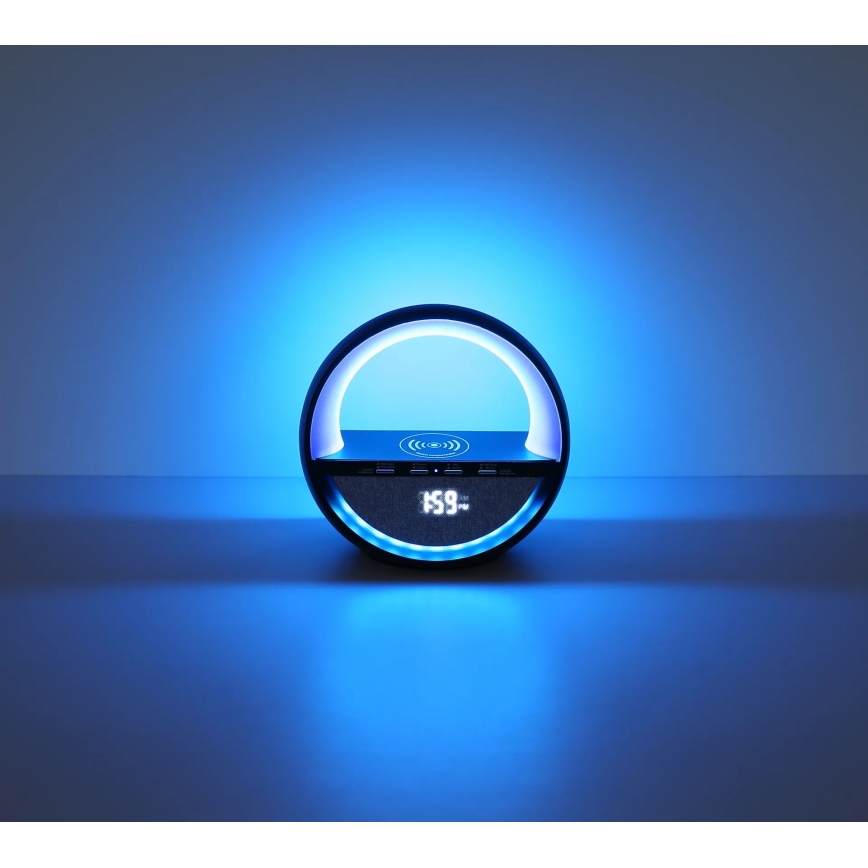 Globo - Lampe de table tactile rechargeable LED RGBW avec haut-parleur et recharge sans fil QI LED/3,5W/5V 1800 mAh