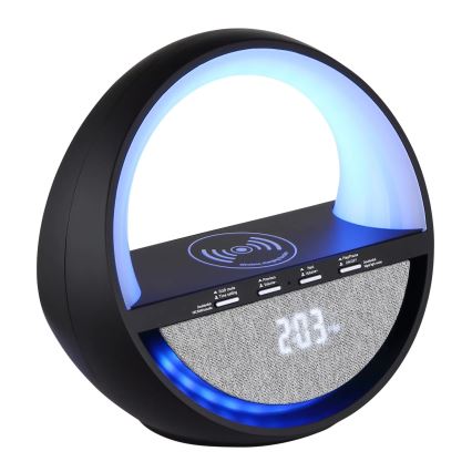 Globo - Lampe de table tactile rechargeable LED RGBW avec haut-parleur et recharge sans fil QI LED/3,5W/5V 1800 mAh