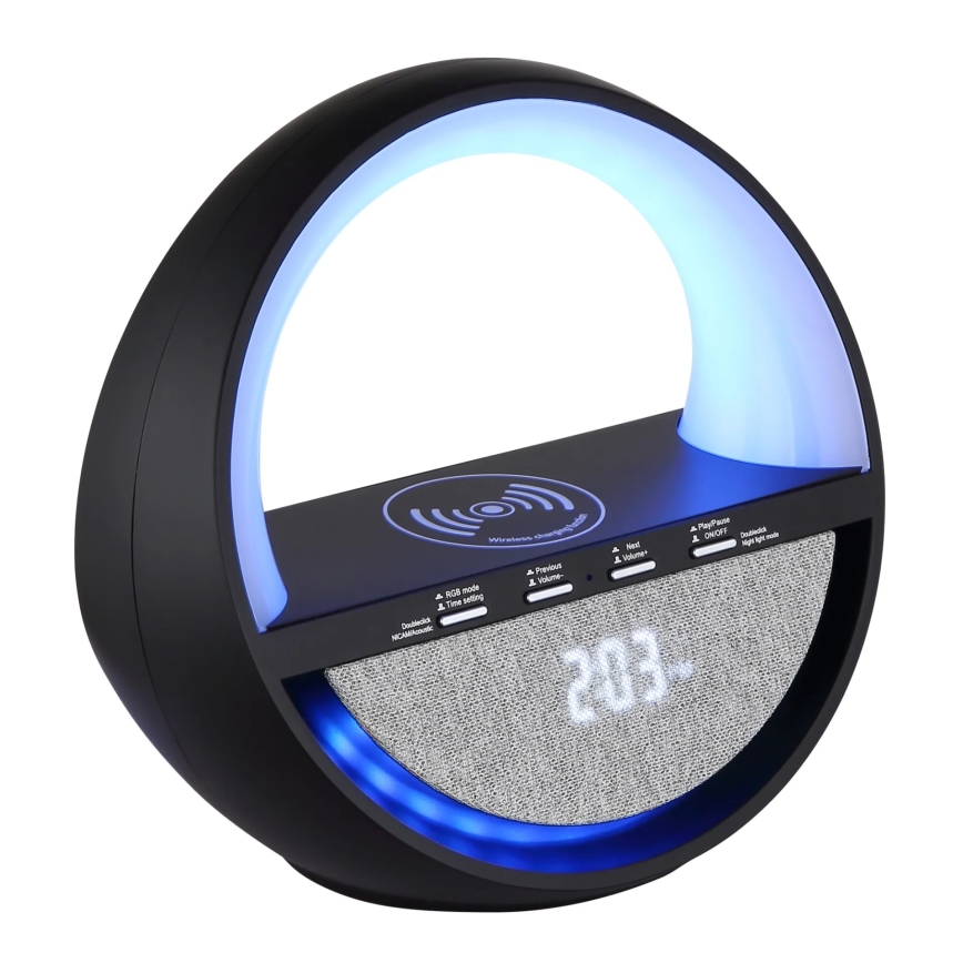 Globo - Lampe de table tactile rechargeable LED RGBW avec haut-parleur et recharge sans fil QI LED/3,5W/5V 1800 mAh