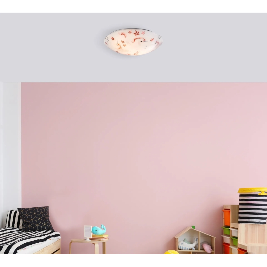 Globo - Plafonnier pour enfants 2xE27ILLU/60W/230V Ø 40 cm licorne