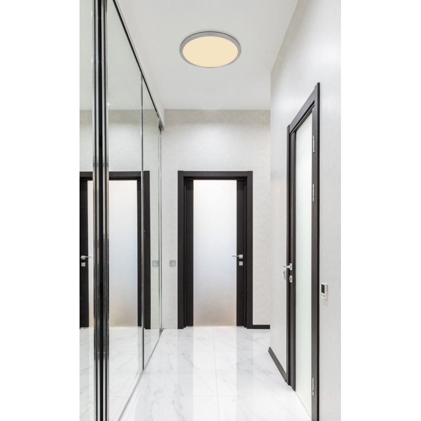 Globo - Plafonnier à intensité variable salle de bain LED/18W/230V d. 29,4 cm IP44 chrome mat
