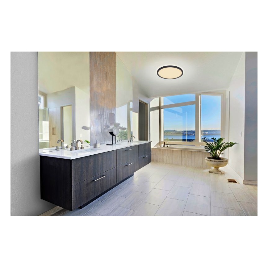 Globo - Plafonnier à intensité variable LED salle de bain LED/24W/230V d. 42 cm IP44 noir