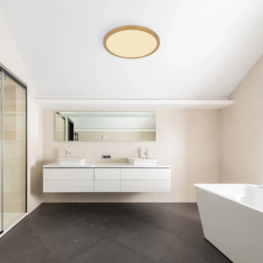 Globo - Plafonnier à intensité variable salle de bain LED/24W/230V 3000K IP44 d. 42 cm laiton