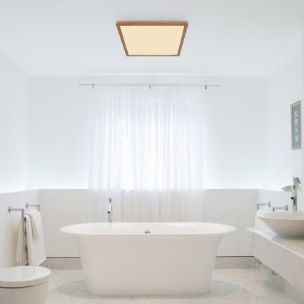 Globo - Plafonnier à intensité variable LED salle de bain LED/24W/230V 42x42 cm IP44 marron