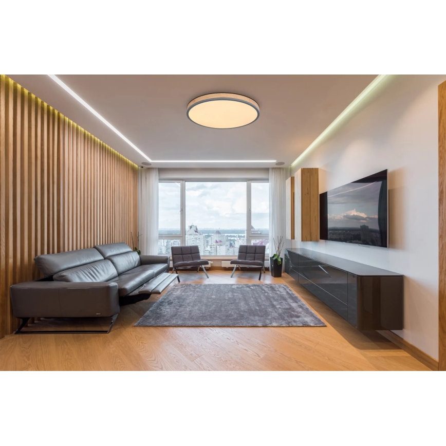 Globo - Plafonnier à intensité variable LED/40W/230V 2700-6500K d. 60 cm + télécommande marron/gris