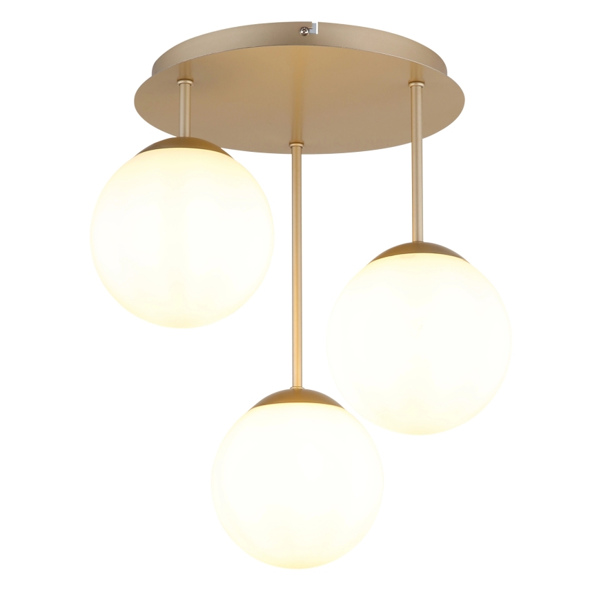 Globo - Plafonnier à montage en surface 3xE14/25W/230V, finition laiton