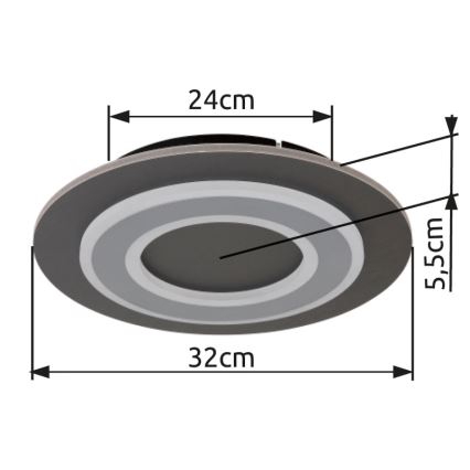 Globo - Plafonnier LED/24W/230V 3000K d. 32 cm anthracite