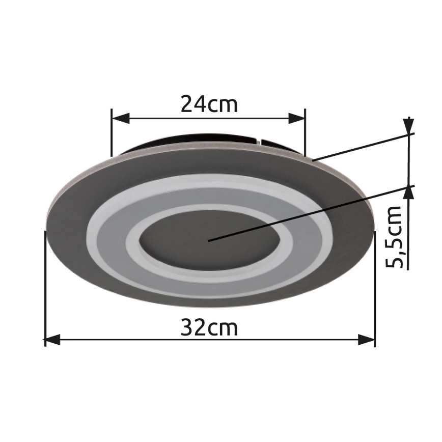 Globo - Plafonnier LED/24W/230V 3000K d. 32 cm anthracite