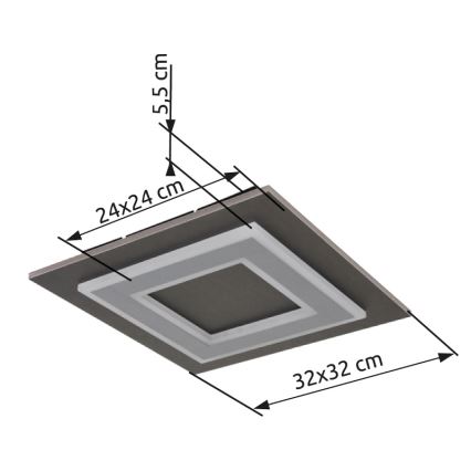 Globo - Plafonnier LED/24W/230V 3000K 32x32 cm anthracite