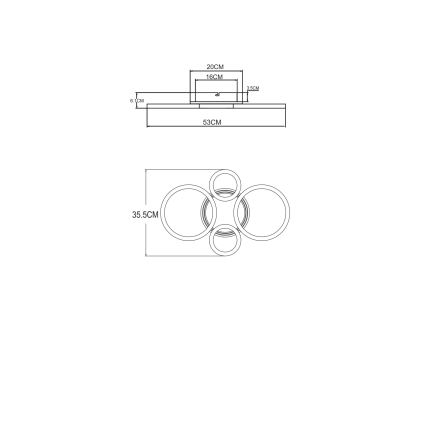 Globo - LED Plafonnier LED/40W/230V 2700/4500/6500K 35,5x53 cm laiton