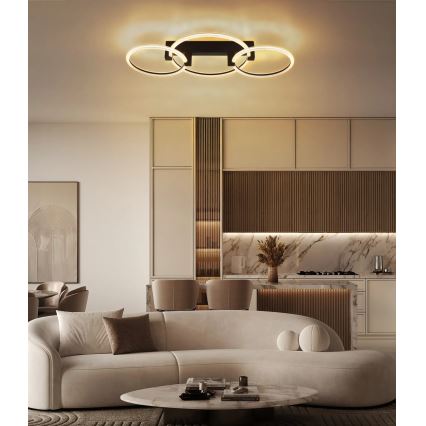 Globo - Plafonnier LED 40W/230V 3000K 76,1x38 cm noir
