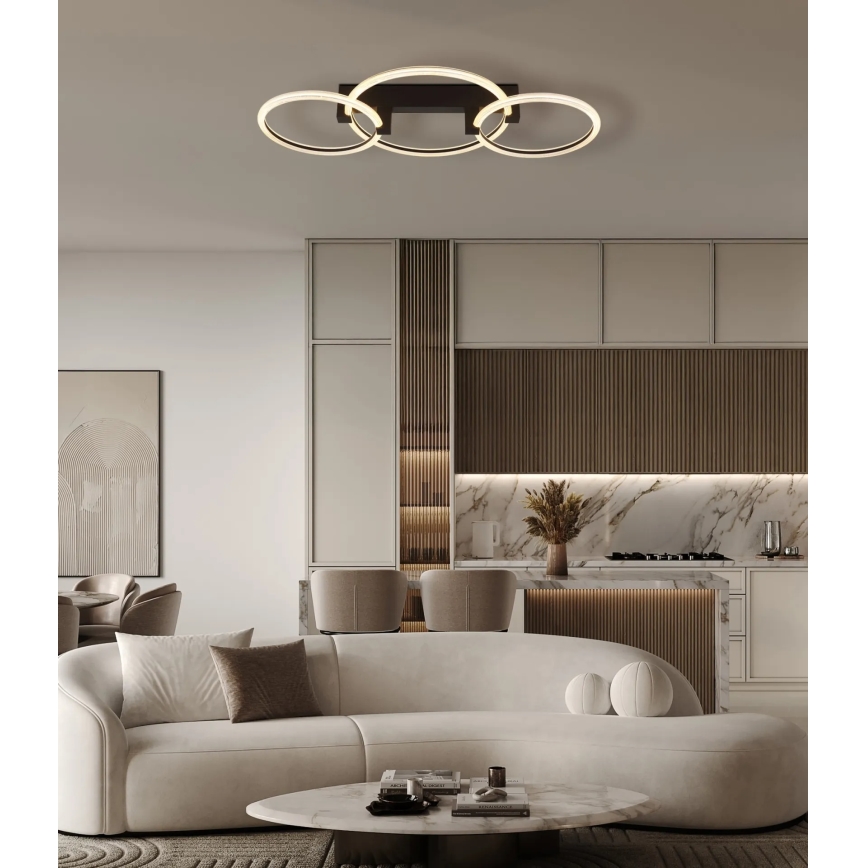 Globo - Plafonnier LED 40W/230V 3000K 76,1x38 cm noir