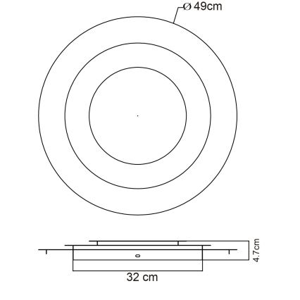 Globo - Plafonnier LED 40 W, 230 V, 3000 K, Ø 49 cm, finition dorée