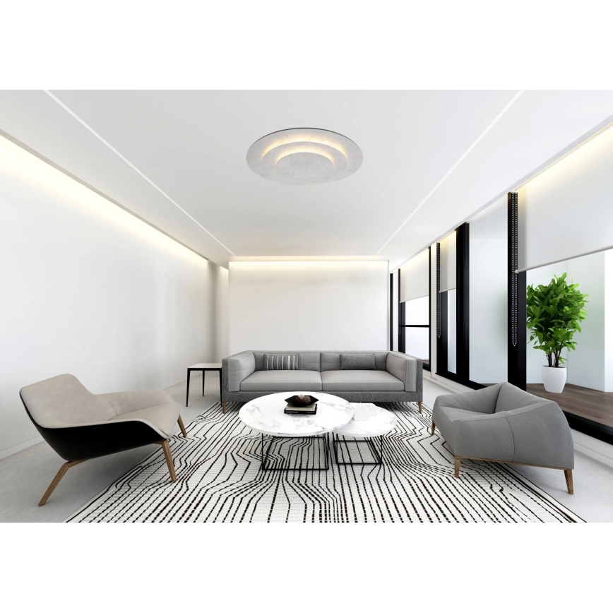 Globo - Plafonnier LED, 40 W, 230 V, 3000 K, Ø 49 cm, argenté