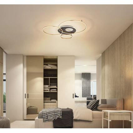 Globo - Plafonnier LED dimmable LED/54W/230V 2700-6500K 90x70 cm anthracite/doré + télécommande
