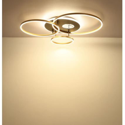 Globo - Plafonnier LED dimmable LED/54W/230V 2700-6500K 90x70 cm anthracite/doré + télécommande