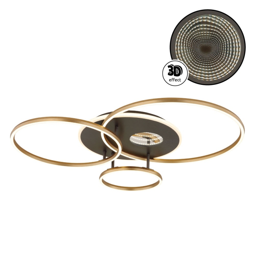 Globo - Plafonnier LED dimmable LED/54W/230V 2700-6500K 90x70 cm anthracite/doré + télécommande