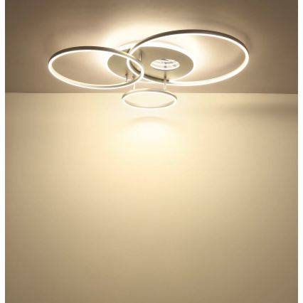 Globo - Plafonnier LED dimmable LED/54W/230V 2700-6500K 90x70 cm argenté + télécommande