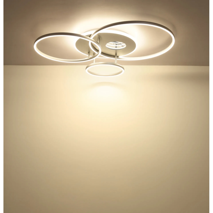 Globo - Plafonnier LED dimmable LED/54W/230V 2700-6500K 90x70 cm argenté + télécommande