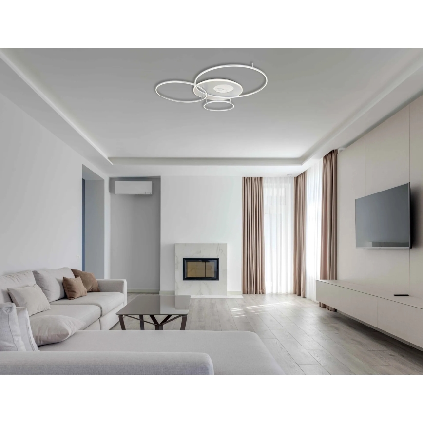 Globo – Plafonnier LED dimmable 70 W, 230 V, 2700–6500 K, Wi‑Fi Tuya, chrome mat + télécommande