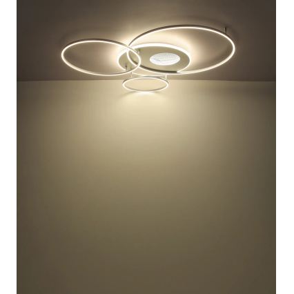 Globo – Plafonnier LED dimmable 70 W, 230 V, 2700–6500 K, Wi‑Fi Tuya, chrome mat + télécommande