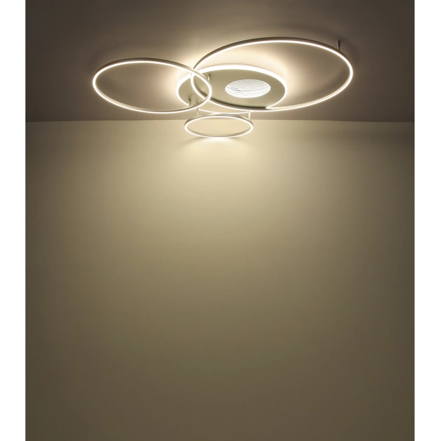 Globo – Plafonnier LED dimmable 70 W, 230 V, 2700–6500 K, Wi‑Fi Tuya, chrome mat + télécommande