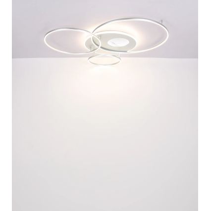 Globo – Plafonnier LED dimmable 70 W, 230 V, 2700–6500 K, Wi‑Fi Tuya, chrome mat + télécommande