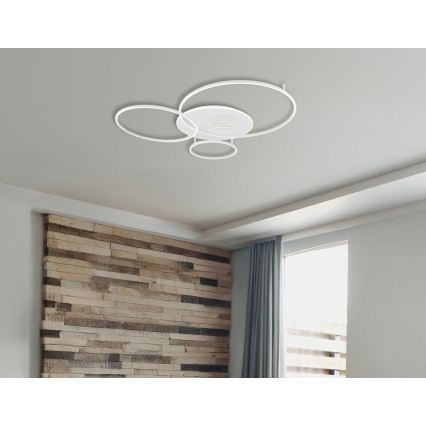 Globo - Plafonnier LED dimmable 70 W / 230 V, 2700–6500 K, 105 x 26,5 cm, blanc + télécommande