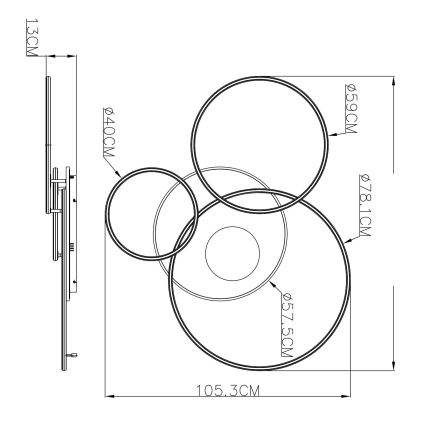 Globo - Plafonnier LED dimmable 70 W / 230 V, 2700–6500 K, 105 x 26,5 cm, blanc + télécommande