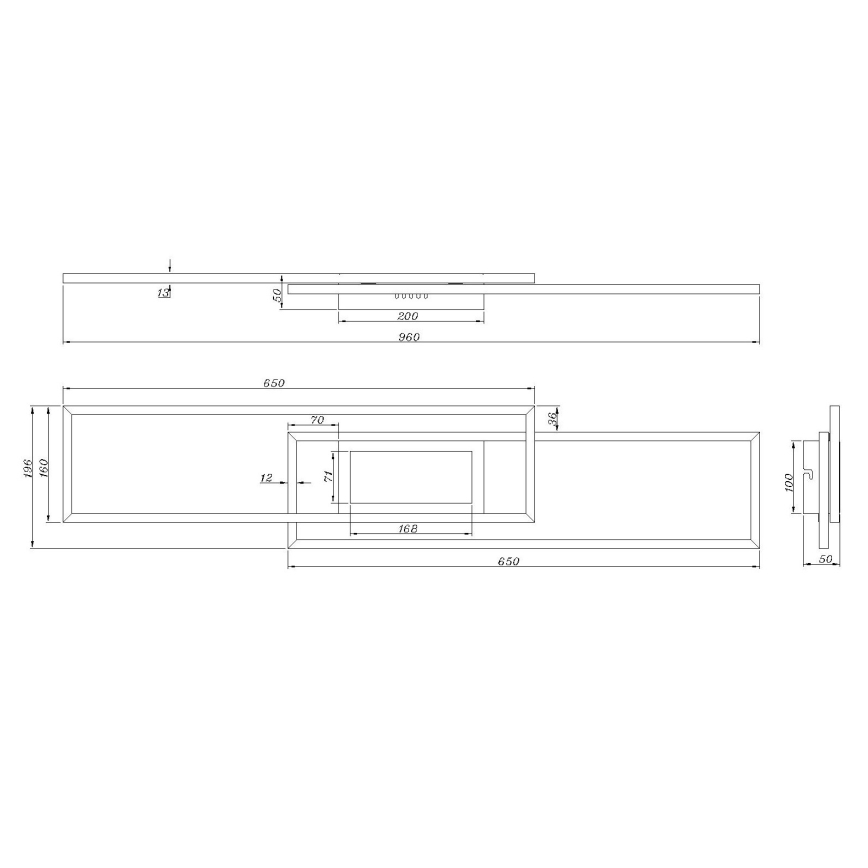 Globo - Plafonnier LED dimmable LED/42W/230V 2700-6500K 19,6x96 cm noir + télécommande