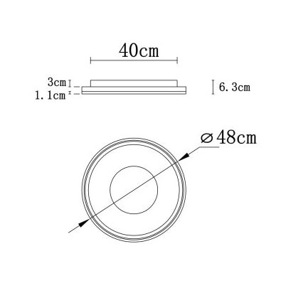 Globo - Plafonnier LED dimmable LED/48W/230V 2700-6000K Ø 48 cm avec télécommande