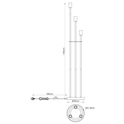 Globo - Lampadaire 3xE27/60W/230V